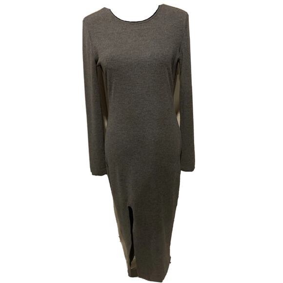 MINKPINK Dress Womens M Medium Grey Side Slit Cocktail Party Knit Maxi Dress - Picture 1 of 13